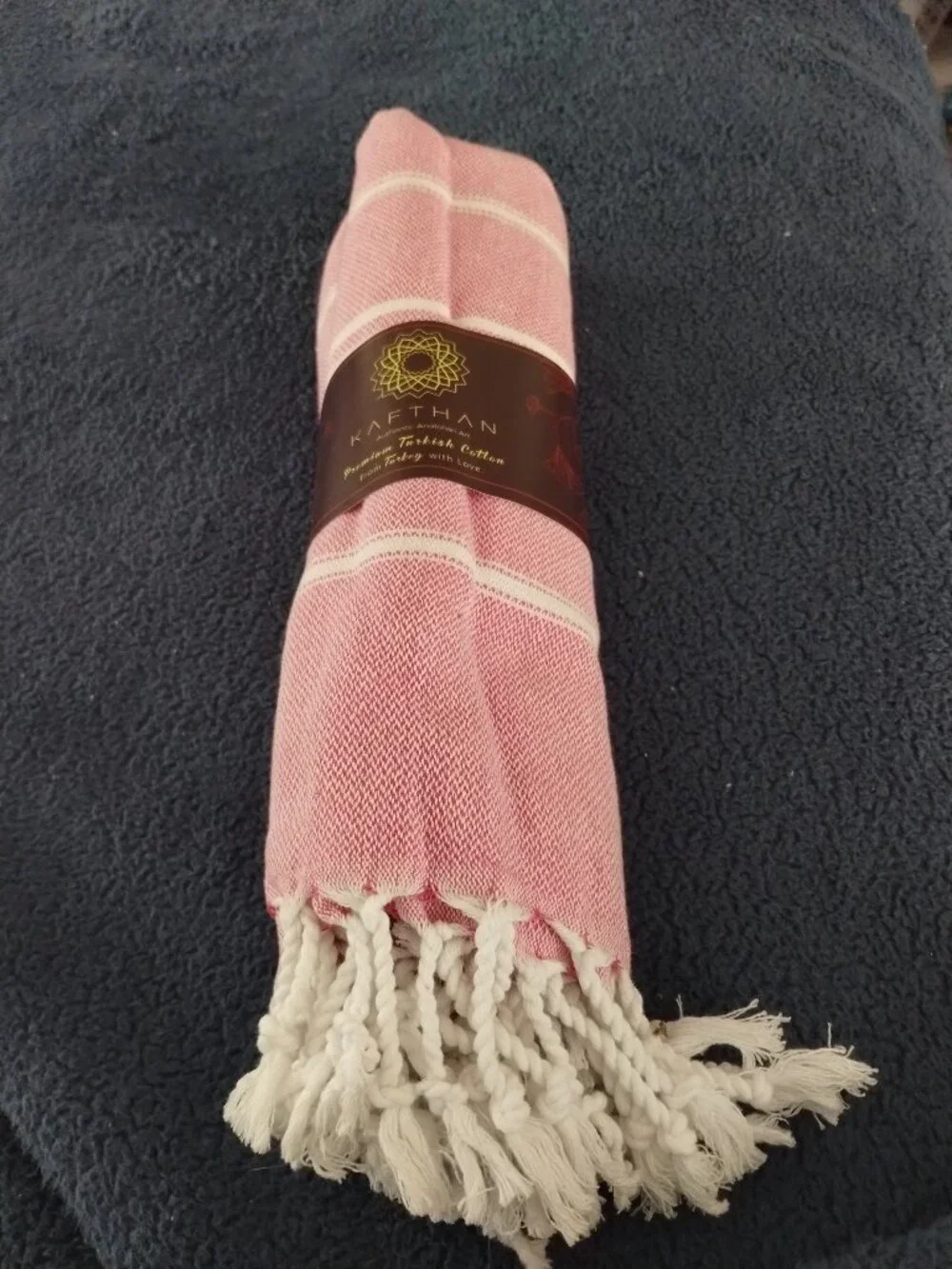 Kafthan pink/white beach towel
